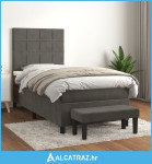Box spring krevet s madracem tamnosivi 90x190 cm baršunasti - NOVO