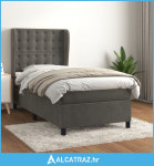 Box spring krevet s madracem tamnosivi 90x200 cm baršunasti - NOVO