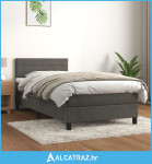 Box spring krevet s madracem tamnosivi 90x200 cm baršunasti - NOVO
