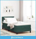 Box Spring Krevet s Madracem Tamnozelena 90x200 cm Baršun - NOVO