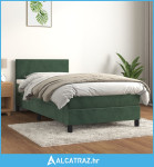Box spring krevet s madracem tamnozeleni 100x200 cm baršunasti - NOVO