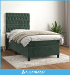 Box spring krevet s madracem tamnozeleni 100x200 cm baršunasti - NOVO
