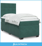 Box spring krevet s madracem tamnozeleni 90x190 cm baršunasti - NOVO