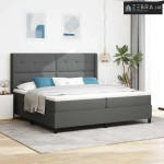 Box spring krevet Tamno siva 200 x 200 cm tkanina - Tamno siva 200 x 2