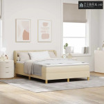 Box spring krevet s uzglavljem Krema 140 x 190 cm tkanina - Krema 140