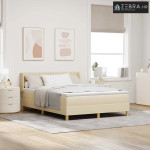 Box spring krevet s uzglavljem Krema 190 x 140 cm tkanina - Krema 140
