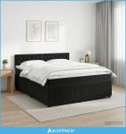 Boxspring krevet s madracem Crna 140 x 190 cm Baršun - NOVO