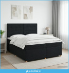 Boxspring krevet s madracem Crna 200 x 200 cm Tkanina - NOVO