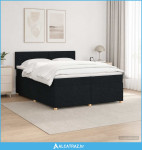 Boxspring krevet s madracem Crna 200 x 200 cm Tkanina - NOVO