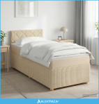 Boxspring krevet s madracem Krem 100 x 200 cm Tkanina - NOVO