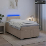 Boxspring krevet s madracem Krem 120 x 190 cm Tkanina - Krem 120 x 190