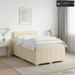 Boxspring krevet s madracem Krem 120 x 190 cm Tkanina - Krem 120 x 190