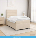 Boxspring krevet s madracem Krem 120 x 200 cm Tkanina - NOVO