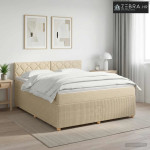 Boxspring krevet s madracem Krem 140 x 190 cm Tkanina - Krem 140 x 190