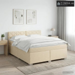Boxspring krevet s madracem Krem 140 x 190 cm Tkanina - Krem 140 x 190