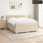 Boxspring krevet s madracem Krem 140 x 200 cm Tkanina - Krem 140 x 200