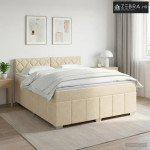Boxspring krevet s madracem Krem 140 x 200 cm Tkanina - Krem 140 x 200