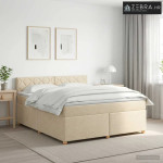 Boxspring krevet s madracem Krem 140 x 200 cm Tkanina - Krem 140 x 200