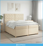 Boxspring krevet s madracem Krem 200 x 200 cm Tkanina - NOVO