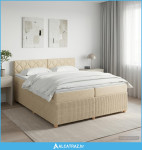 Boxspring krevet s madracem Krem 200 x 200 cm Tkanina - NOVO