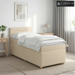 Boxspring krevet s madracem Krem 90 x 190 cm Tkanina - Krem 90 x 190 c