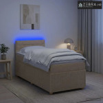 Boxspring krevet s madracem Krem 90 x 200 cm Tkanina - Krem 90 x 200 c