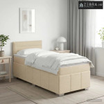 Boxspring krevet s madracem Krem 90 x 200 cm Tkanina - Krem 90 x 200 c
