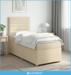 Boxspring krevet s madracem Krem 90 x 200 cm Tkanina - NOVO