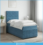 Boxspring krevet s madracem Plava 100 x 200 cm Baršun - NOVO