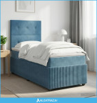 Boxspring krevet s madracem Plava 100 x 200 cm Baršun - NOVO