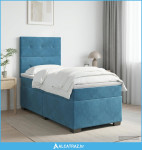 Boxspring krevet s madracem Plava 100 x 200 cm Baršun - NOVO