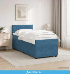 Boxspring krevet s madracem Plava 100 x 200 cm Baršun - NOVO
