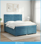 Boxspring krevet s madracem Plava 140 x 200 cm Baršun - NOVO