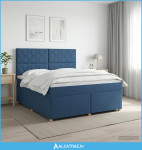 Boxspring krevet s madracem Plava 140 x 200 cm Tkanina - NOVO