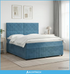 Boxspring krevet s madracem Plava 160 x 200 cm Baršun - NOVO