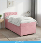 Boxspring krevet s madracem Ružičasta 90 x 200 cm Baršun - NOVO