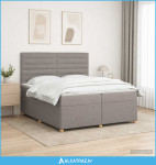 Boxspring krevet s madracem Sivosmeđa 200 x 200 cm Tkanina - NOVO