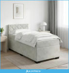Boxspring krevet s madracem Svjetlosiva 100 x 200 cm Baršun - NOVO