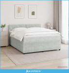Boxspring krevet s madracem Svjetlosiva 140 x 190 cm Baršun - NOVO