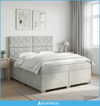 Boxspring krevet s madracem Svjetlosiva 160 x 200 cm Baršun - NOVO