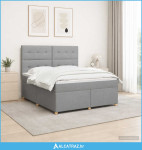 Boxspring krevet s madracem Svjetlosiva 160 x 200 cm Tkanina - NOVO
