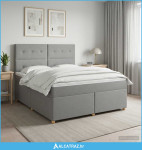 Boxspring krevet s madracem Svjetlosiva 160 x 200 cm Tkanina - NOVO