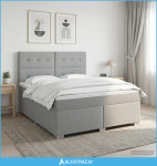 Boxspring krevet s madracem Svjetlosiva 160 x 200 cm Tkanina - NOVO