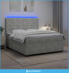 Boxspring krevet s madracem Svjetlosiva 180 x 200 cm Baršun - NOVO