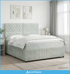Boxspring krevet s madracem Svjetlosiva 180 x 200 cm Baršun - NOVO