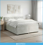 Boxspring krevet s madracem Svjetlosiva 180 x 200 cm Baršun - NOVO