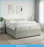 Boxspring krevet s madracem Svjetlosiva 200 x 200 cm Baršun - NOVO