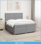 Boxspring krevet s madracem Svjetlosiva 200 x 200 cm Tkanina - NOVO