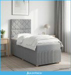 Boxspring krevet s madracem Svjetlosiva 80 x 200 cm Tkanina - NOVO