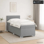 Boxspring krevet s madracem Svjetlosiva 90 x 190cm Tkanina - Svjetlosi